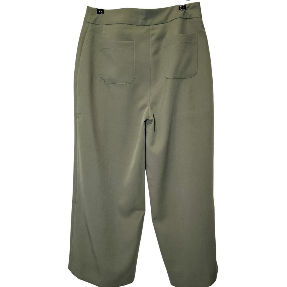 Nanette Lepore Prairie Sage Green Wide‎ Leg Cropped Pants Inseam 25" Size Medium - Picture 3 of 10